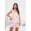 PNAEONG Women Cotton Sleepwear Short Sets Tank&Short Pajamas Sets XTSY208(Pink Flamingo)