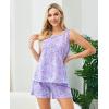 PNAEONG Women Cotton Sleepwear Short Sets Tank&Short Pajamas Sets XTSY208(Purple 1)
