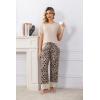 PNAEONG Womens Pajama Set Soft Comfy Short Sleeve Top and Printed Long Pants Lounge Sleepwear Pajamas with Pockets(Beige Leopard)