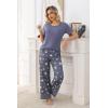 PNAEONG Womens Pajama Set Soft Comfy Short Sleeve Top and Printed Long Pants Lounge Sleepwear Pajamas with Pockets(Bluegray Star)