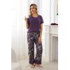 PNAEONG Womens Pajama Set Soft Comfy Short Sleeve Top and Printed Long Pants Lounge Sleepwear Pajamas with Pockets(Purple Galsang)