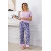 PNAEONG Womens Pajama Set Soft Comfy Short Sleeve Top and Printed Long Pants Lounge Sleepwear Pajamas with Pockets(Purple Lilac)