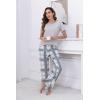 PNAEONG Womens Pajama Sets Comfy Pj Sets Short Sleeve Crew Neck Top and Plaid Long Pants Loungewear Sleepwear(Gray Plaid)