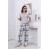 PNAEONG Womens Pajama Sets Comfy Pj Sets Short Sleeve Crew Neck Top and Plaid Long Pants Loungewear Sleepwear(Gray Plaid)
