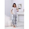PNAEONG Womens Pajama Sets Comfy Pj Sets Short Sleeve Crew Neck Top and Plaid Long Pants Loungewear Sleepwear(Gray Plaid)
