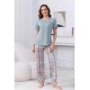 PNAEONG Womens Pajama Sets Comfy Pj Sets Short Sleeve Crew Neck Top and Plaid Long Pants Loungewear Sleepwear(Pale Green Plaid)