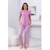 PNAEONG Womens Pajama Sets Comfy Pj Sets Short Sleeve Crew Neck Top and Plaid Long Pants Loungewear Sleepwear(Pink Plaid)