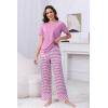 PNAEONG Womens Pajama Sets Comfy Pj Sets Short Sleeve Crew Neck Top and Plaid Long Pants Loungewear Sleepwear(Pink Plaid)