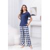 PNAEONG Womens Pajama Sets Comfy Pj Sets Short Sleeve Crew Neck Top and Plaid Long Pants Loungewear Sleepwear(Royal Blue Plaid)