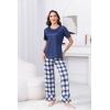 PNAEONG Womens Pajama Sets Comfy Pj Sets Short Sleeve Crew Neck Top and Plaid Long Pants Loungewear Sleepwear(Royal Blue Plaid)