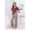 PNAEONG Womens Pajama Sets Comfy Pj Sets Short Sleeve Crew Neck Top and Plaid Long Pants Loungewear Sleepwear(Rusty Red Plaid)