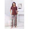 PNAEONG Womens Pajama Sets Comfy Pj Sets Short Sleeve Crew Neck Top and Plaid Long Pants Loungewear Sleepwear(Rusty Red Plaid)