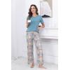 PNAEONG Womens Pajama Sets Comfy Pj Sets Short Sleeve Crew Neck Top and Plaid Long Pants Loungewear Sleepwear(Teal Plaid)