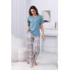 PNAEONG Womens Pajama Sets Comfy Pj Sets Short Sleeve Crew Neck Top and Plaid Long Pants Loungewear Sleepwear(Teal Plaid)