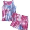 PNAEONG Women Cotton Sleepwear Short Sets Tank&Short Pajamas Sets XTSY208(Tie Dye Blue)