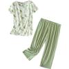 PNAEONG Women’s Pajama Set – Sleepwear Tops with Capri Pants Casual and Fun Prints Pajama Sets SY215-Purple-XL(Green Bear)