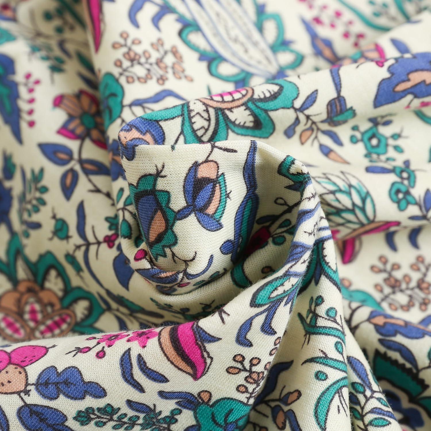 imagePNAEONG Womens Capri Pajama Pants Lounge Causal Bottoms Fun Print Sleep PantsGreen Vintage Flower