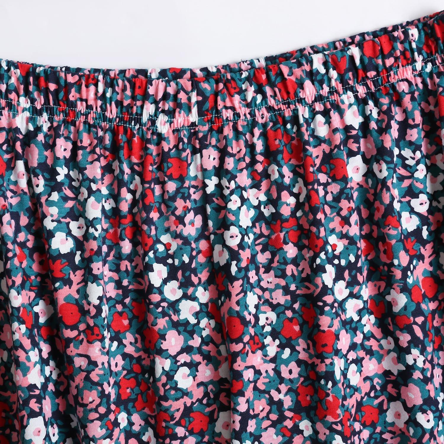 imagePNAEONG Womens Capri Pajama Pants Lounge Causal Bottoms Fun Print Sleep PantsRed Little Flower