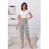 PNAEONG Women’s Capri Pajama Pants Lounge Causal Bottoms Fun Print Sleep Pants(Green Vintage Flower)