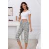 PNAEONG Women’s Capri Pajama Pants Lounge Causal Bottoms Fun Print Sleep Pants(Green Vintage Flower)