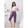PNAEONG Women’s Capri Pajama Pants Lounge Causal Bottoms Fun Print Sleep Pants(Midnight Purple Flower)