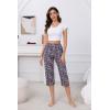 PNAEONG Women’s Capri Pajama Pants Lounge Causal Bottoms Fun Print Sleep Pants(Red Little Flower)