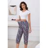 PNAEONG Women’s Capri Pajama Pants Lounge Causal Bottoms Fun Print Sleep Pants(Red Little Flower)