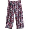 PNAEONG Women’s Capri Pajama Pants Lounge Causal Bottoms Fun Print Sleep Pants(Red Little Flower)