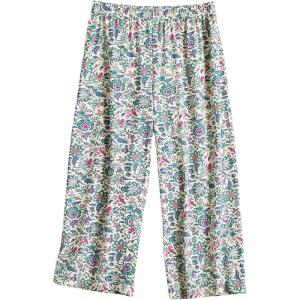 PNAEONG Women’s Capri Pajama Pants Lounge Causal Bottoms Fun Print Sleep Pants(Green Vintage Flower)