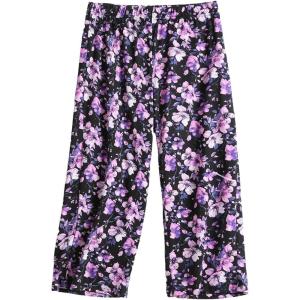 PNAEONG Women’s Capri Pajama Pants Lounge Causal Bottoms Fun Print Sleep Pants(Midnight Purple Flower)