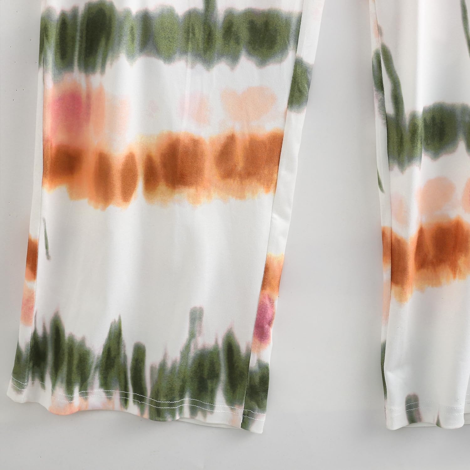 imagePNAEONG Womens Pajama Set Soft Comfy Short Sleeve Top and Printed Long Pants Lounge Sleepwear Pajamas with PocketsGreen Tie Dye