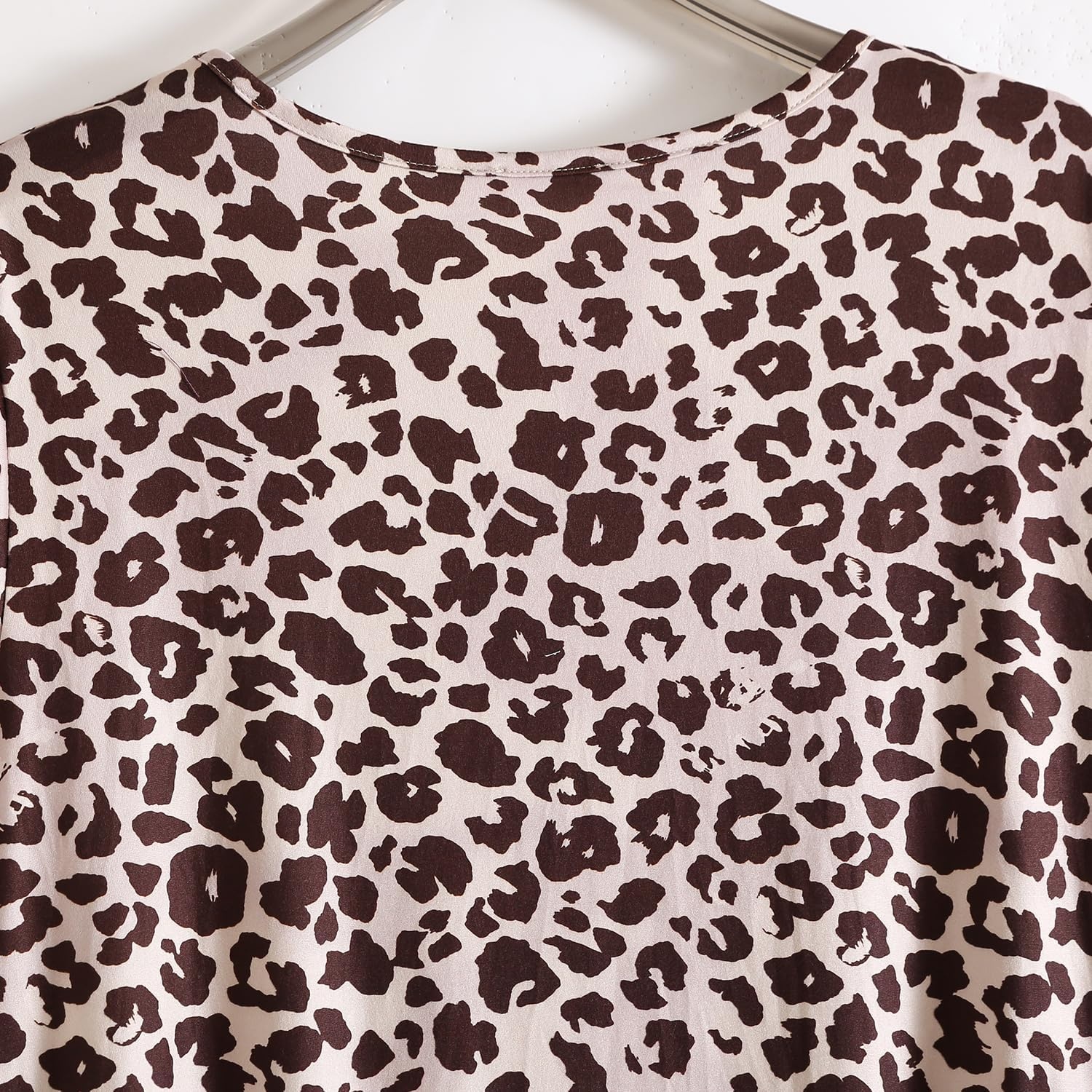 image:imagePNAEONG Plus Size Nightgowns for Women Short Sleeve House Dress Loose Fit Sleepwear with Pockets M3XLBeige Leopard