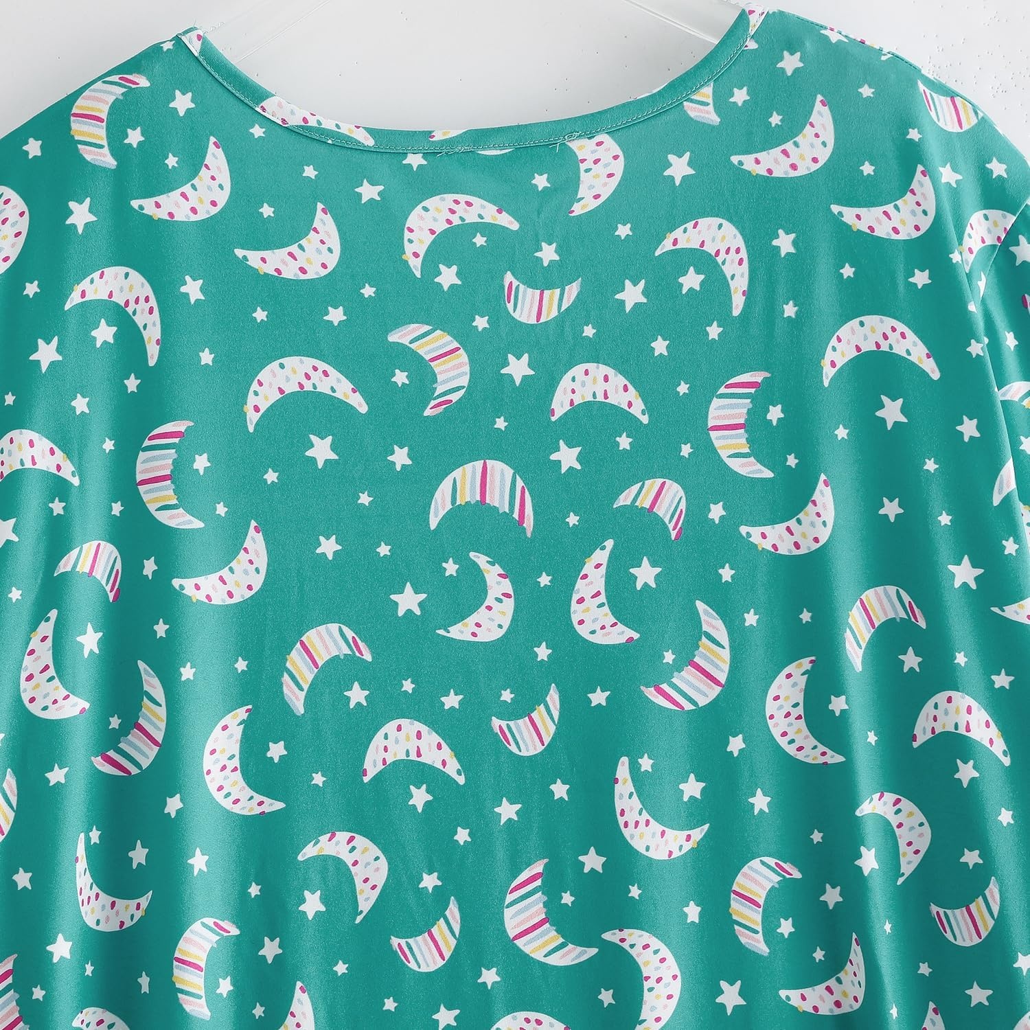 image:imagePNAEONG Plus Size Nightgowns for Women Short Sleeve House Dress Loose Fit Sleepwear with Pockets M3XLGreen Moon
