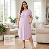 PNAEONG Plus Size Nightgowns for Women Short Sleeve House Dress Loose Fit Sleepwear with Pockets M-3XL(C Lilac)