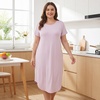 PNAEONG Plus Size Nightgowns for Women Short Sleeve House Dress Loose Fit Sleepwear with Pockets M-3XL(C Lilac)