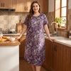 PNAEONG Plus Size Nightgowns for Women Short Sleeve House Dress Loose Fit Sleepwear with Pockets M-3XL(Purple Galsang)
