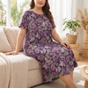 PNAEONG Plus Size Nightgowns for Women Short Sleeve House Dress Loose Fit Sleepwear with Pockets M-3XL(Purple Galsang)