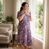 PNAEONG Plus Size Nightgowns for Women Short Sleeve House Dress Loose Fit Sleepwear with Pockets M-3XL(Purple Galsang)
