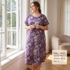 PNAEONG Plus Size Nightgowns for Women Short Sleeve House Dress Loose Fit Sleepwear with Pockets M-3XL(Purple Galsang)