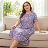 PNAEONG Plus Size Nightgowns for Women Short Sleeve House Dress Loose Fit Sleepwear with Pockets M-3XL(Purple Lilac)