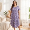 PNAEONG Plus Size Nightgowns for Women Short Sleeve House Dress Loose Fit Sleepwear with Pockets M-3XL(Purple Lilac)