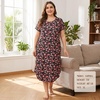 PNAEONG Plus Size Nightgowns for Women Short Sleeve House Dress Loose Fit Sleepwear with Pockets M-3XL(Red Azalea)