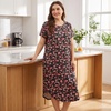 PNAEONG Plus Size Nightgowns for Women Short Sleeve House Dress Loose Fit Sleepwear with Pockets M-3XL(Red Azalea)