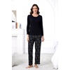PNAEONG Women’s Cotton Long-Sleeve Tops and Full-Length Pajama Set Two-Piece Pjs with Pockets SY008(Black Cats)