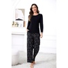 PNAEONG Women’s Cotton Long-Sleeve Tops and Full-Length Pajama Set Two-Piece Pjs with Pockets SY008(Black Cats)