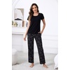 PNAEONG Womens Pajama Sets Cotton Lounge Sets for Women Short Sleeve Top With Pants 2 Piece pj sets With Pocket(C Black Cats)