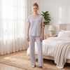 PNAEONG Womens Pajama Sets Cotton Lounge Sets for Women Short Sleeve Top With Pants 2 Piece pj sets With Pocket(C Mx Coffee)