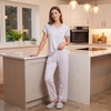 PNAEONG Womens Pajama Sets Cotton Lounge Sets for Women Short Sleeve Top With Pants 2 Piece pj sets With Pocket(C Mx Coffee)