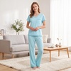 PNAEONG Womens Pajama Sets Cotton Lounge Sets for Women Short Sleeve Top With Pants 2 Piece pj sets With Pocket(C Mx Dragonfly)