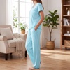 PNAEONG Womens Pajama Sets Cotton Lounge Sets for Women Short Sleeve Top With Pants 2 Piece pj sets With Pocket(C Mx Dragonfly)